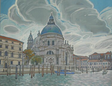 Painting titled "Basilica di Santa M…" by Valerii Oliinyk, Original Artwork, Gouache