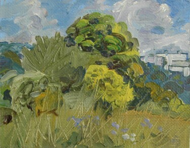 Ζωγραφική με τίτλο "June greens" από Valerii Oliinyk, Αυθεντικά έργα τέχνης, Λάδι