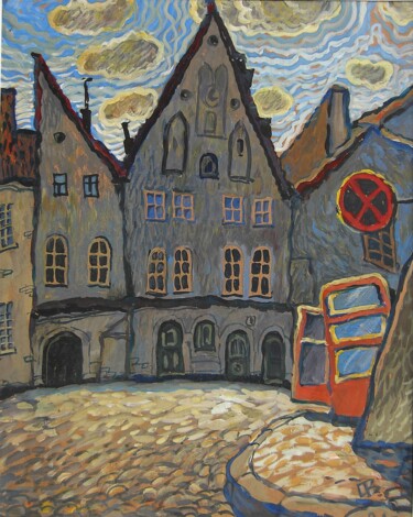 Painting titled "Old Tallinn" by Valerii Oliinyk, Original Artwork, Gouache