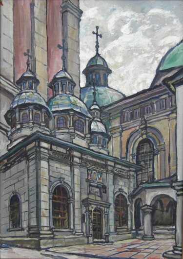 Картина под названием "Lviv. Chapel of the…" - Valerii Oliinyk, Подлинное произведение искусства, Масло