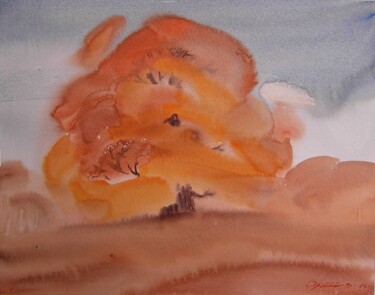 Painting titled "Ringing Silence" by Valerii Oliinyk, Original Artwork, Watercolor