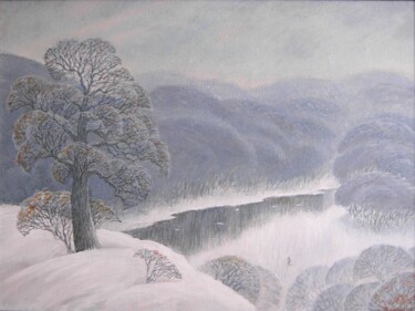 Malarstwo zatytułowany „Fresh snow” autorstwa Valerii Oliinyk, Oryginalna praca, Akryl