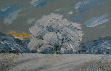 Malarstwo zatytułowany „Winter Oak” autorstwa Valerii Oliinyk, Oryginalna praca, Olej