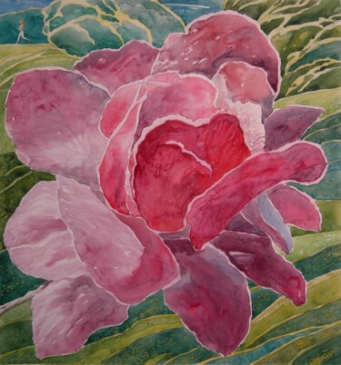 Peinture intitulée "Magnolia" par Valerii Oliinyk, Œuvre d'art originale, Aquarelle