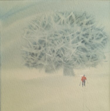 Malerei mit dem Titel "Winter Oak(2)" von Valerii Oliinyk, Original-Kunstwerk, Aquarell