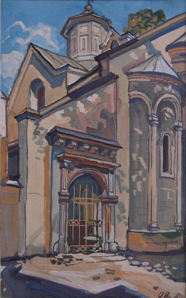 Painting titled "Lviv.Cathedral of t…" by Valerii Oliinyk, Original Artwork, Gouache