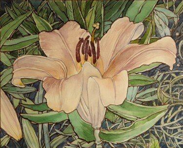 Painting titled "Lilium regale" by Valerii Oliinyk, Original Artwork, Watercolor