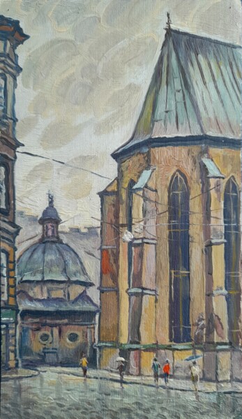 Картина под названием "Lviv.Cathedral.Boim…" - Valerii Oliinyk, Подлинное произведение искусства, Масло