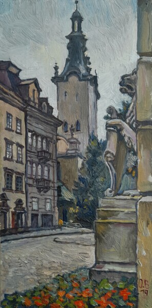 Painting titled "Lviv. Cathedral of…" by Valerii Oliinyk, Original Artwork, Oil