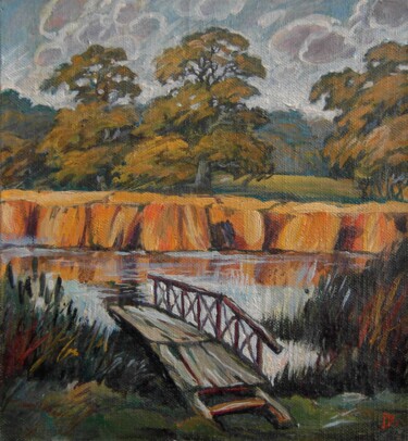Painting titled "Pond" by Valerii Oliinyk, Original Artwork, Oil
