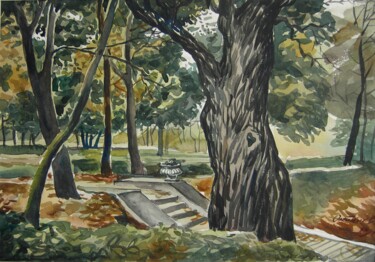 Peinture intitulée "Old Park. September." par Valerii Oliinyk, Œuvre d'art originale, Aquarelle