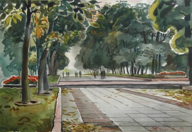 Pittura intitolato "Stary Boulevard, Zh…" da Valerii Oliinyk, Opera d'arte originale, Acquarello