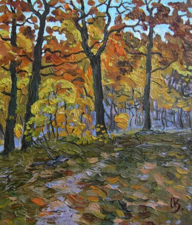 Malerei mit dem Titel "Autumn in the Holos…" von Valerii Oliinyk, Original-Kunstwerk, Öl