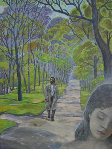 Pittura intitolato "Spring Alley" da Valerii Oliinyk, Opera d'arte originale, Olio