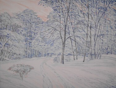 Malerei mit dem Titel "Winter sleep" von Valerii Oliinyk, Original-Kunstwerk, Monotypie