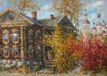 Painting titled "Прогулка по осени" by Valerii, Original Artwork, Oil