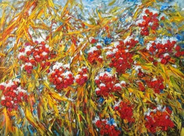 Painting titled "Первый снег" by Valerii, Original Artwork, Oil