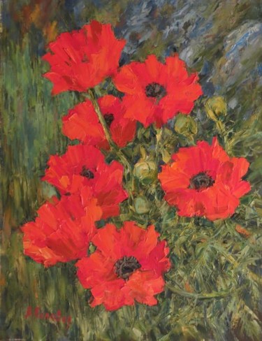 Painting titled "Маки" by Valerii, Original Artwork, Oil