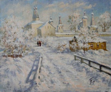 Painting titled "Морозное утро.Ферап…" by Valerii, Original Artwork, Oil