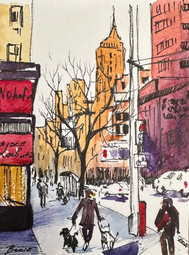 Pintura titulada "New York" por Valeriia Prasol, Obra de arte original, Acuarela