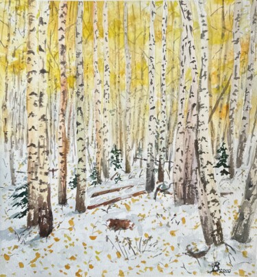 Картина под названием "The winter whisper…" - Valeriia Prasol, Подлинное произведение искусства, Акварель