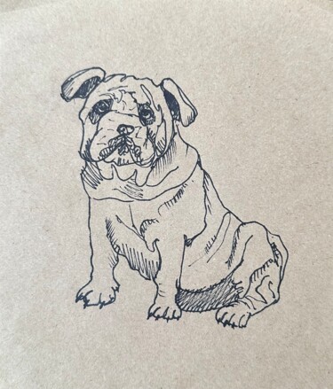 Desenho intitulada "English bulldog" por Valeriia Prasol, Obras de arte originais, Tinta