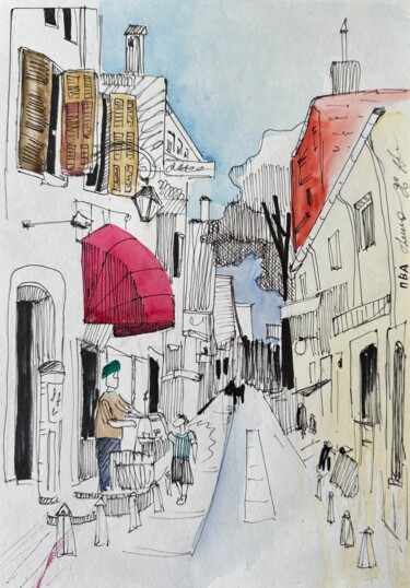 Pintura intitulada "Italian streets" por Valeriia Prasol, Obras de arte originais, Aquarela