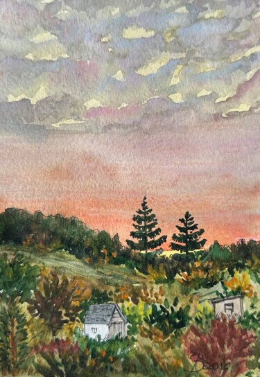 Painting titled "View from the window" by Valeriia Prasol, Original Artwork, Watercolor