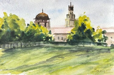 Malerei mit dem Titel "Kharkiv sketch" von Valeriia Prasol, Original-Kunstwerk, Aquarell