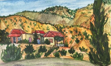 Painting titled "Mountain of Greece" by Valeriia Prasol, Original Artwork, Watercolor