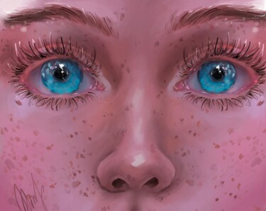 Pintura titulada "Глаза и веснушки" por Valeriia Skibina, Obra de arte original, Trabajo Digital 2D