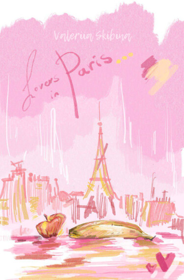 Painting titled "Lovers in Paris" by Valeriia Skibina, Original Artwork, 2D Digital Work