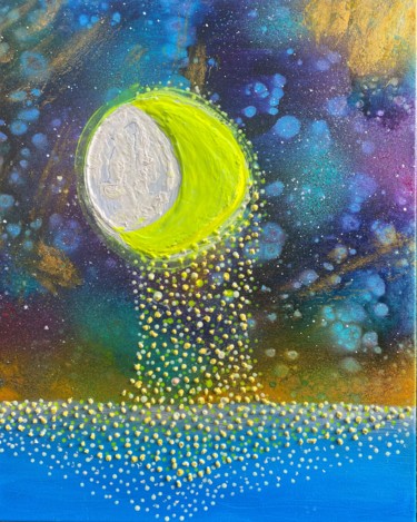 Malerei mit dem Titel "Pink-Moon" von Valerijana Krasniqi, Original-Kunstwerk, Acryl
