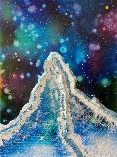 Painting titled "Matterhorn Sky" by Valerijana Krasniqi, Original Artwork, Acrylic