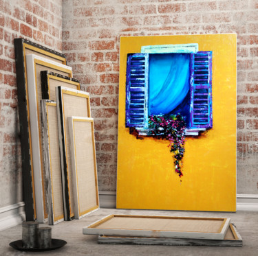 Картина под названием "Окно" - Bloom, Подлинное произведение искусства, Масло