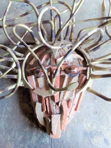 Sculpture titled "Medusa" by Valerio Saltarelli Savi, Original Artwork, Terra cotta Mounted on Metal