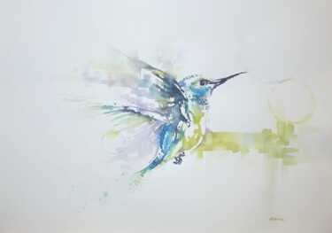 Peinture intitulée ""Colibrì"" par Valerio Scarapazzi, Œuvre d'art originale