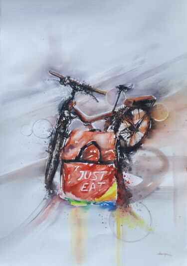Картина под названием ""Biker V"" - Valerio Scarapazzi, Подлинное произведение искусства, Акварель