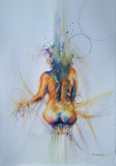 Painting titled ""Nudo"" by Valerio Scarapazzi, Original Artwork, Watercolor