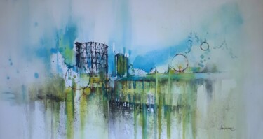 Peinture intitulée ""Gazometro - Impres…" par Valerio Scarapazzi, Œuvre d'art originale, Aquarelle