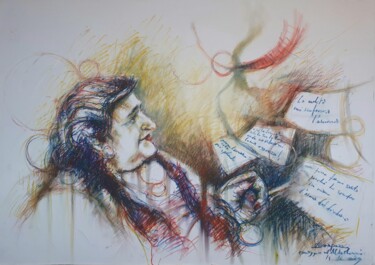 Pittura intitolato ""Omaggio Ad Alda Me…" da Valerio Scarapazzi, Opera d'arte originale, Pastello