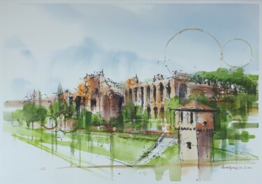 Painting titled ""Circo Massimo , 22…" by Valerio Scarapazzi, Original Artwork, Watercolor
