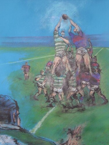 Pittura intitolato "''rugby touche''" da Valerio Scarapazzi, Opera d'arte originale