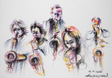Pittura intitolato ""28divino Jazz Band…" da Valerio Scarapazzi, Opera d'arte originale