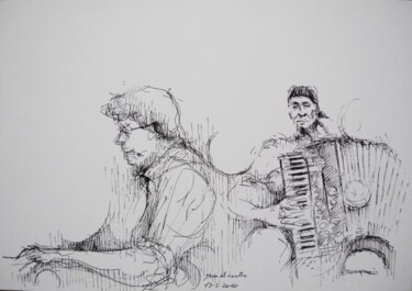 Drawing titled ""Jazz al Centro , 1…" by Valerio Scarapazzi, Original Artwork