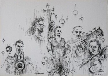 Drawing titled ""Jazz al Centro , 2…" by Valerio Scarapazzi, Original Artwork