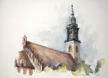 Painting titled ""chiesa a Berlino ,…" by Valerio Scarapazzi, Original Artwork