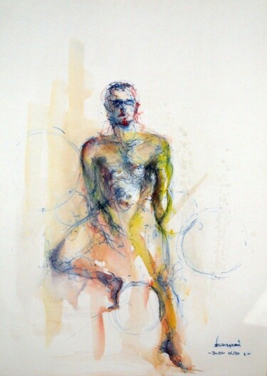 Dessin intitulée ""studio di nudo mas…" par Valerio Scarapazzi, Œuvre d'art originale