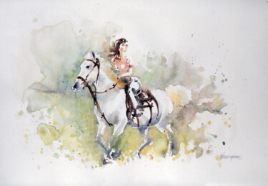 Pittura intitolato ""cavallo II"" da Valerio Scarapazzi, Opera d'arte originale