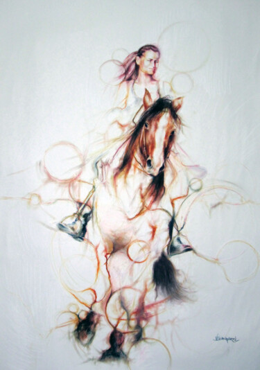 Pittura intitolato ""Horsewoman [Amazzo…" da Valerio Scarapazzi, Opera d'arte originale, Altro